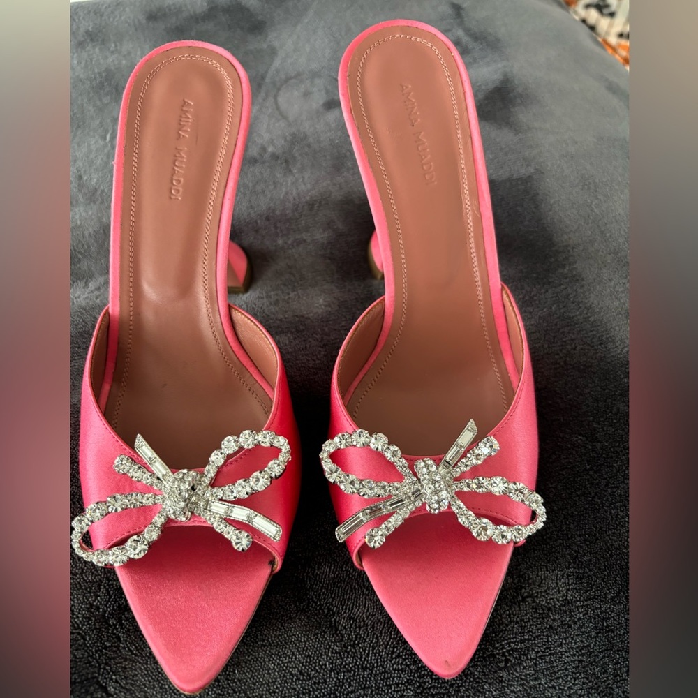 Amina Muaddi Crystal Embellished Heels